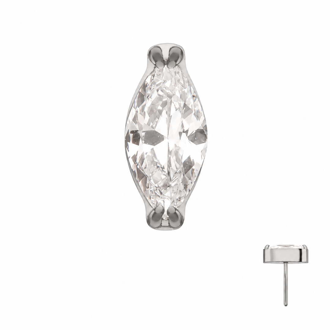 2-Prong Marquise CZ Flat Back Top