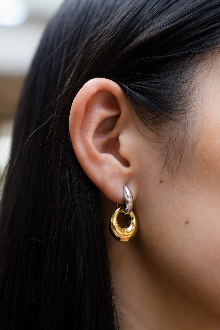 Two Tone Pebble Drop Earrings