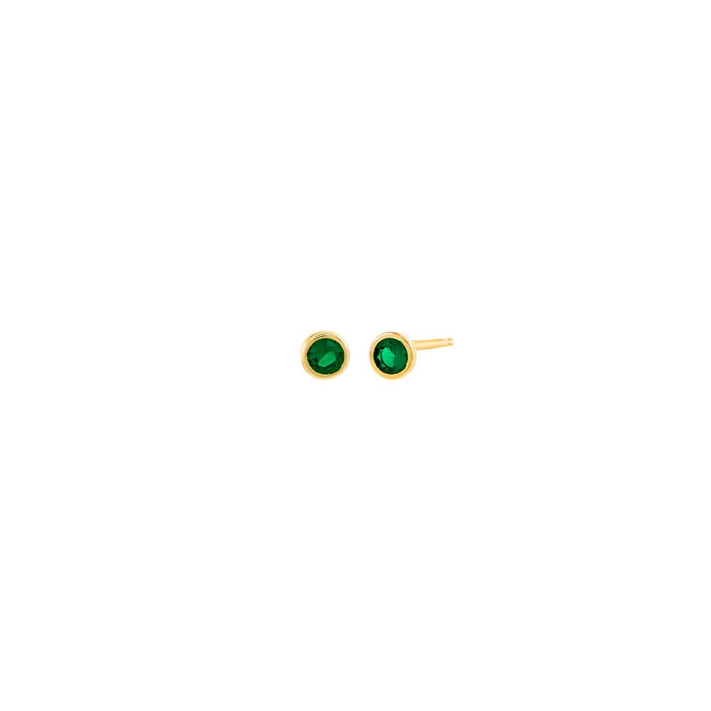 Tiny Emerald Green Solitaire Bezel Stud