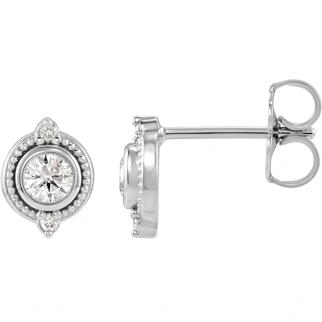 14K 1/5 CTW Bezel-Set Accented Earrings