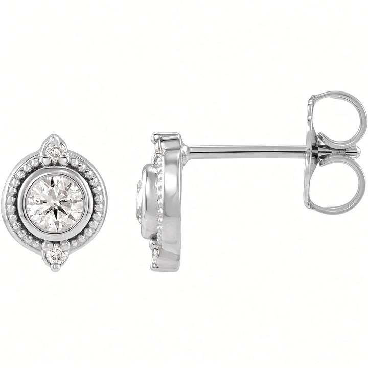 14K 1/5 CTW Bezel-Set Accented Earrings