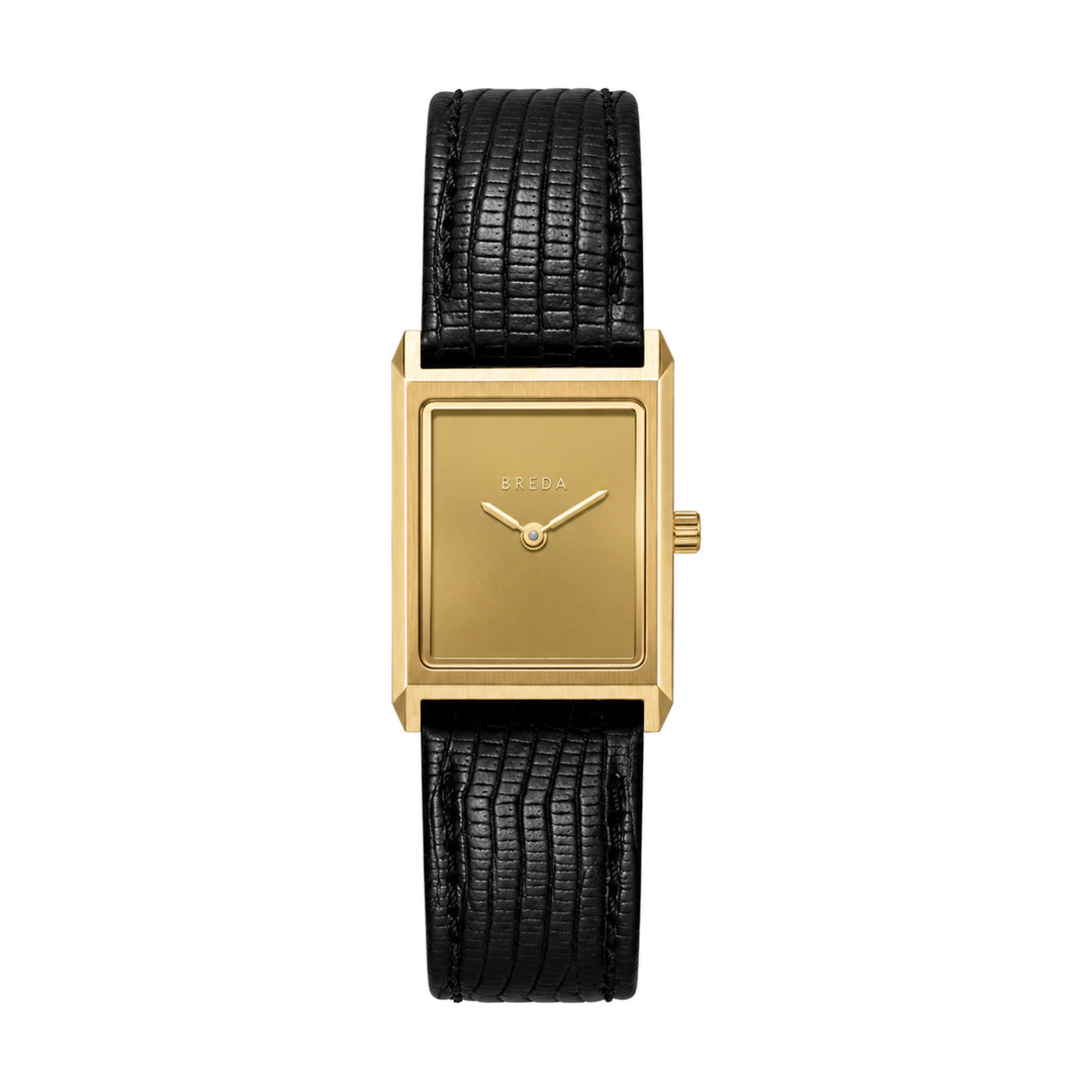 Virgil Lizard Embossed Watch Gold/Black-Embark Fine Jewelry