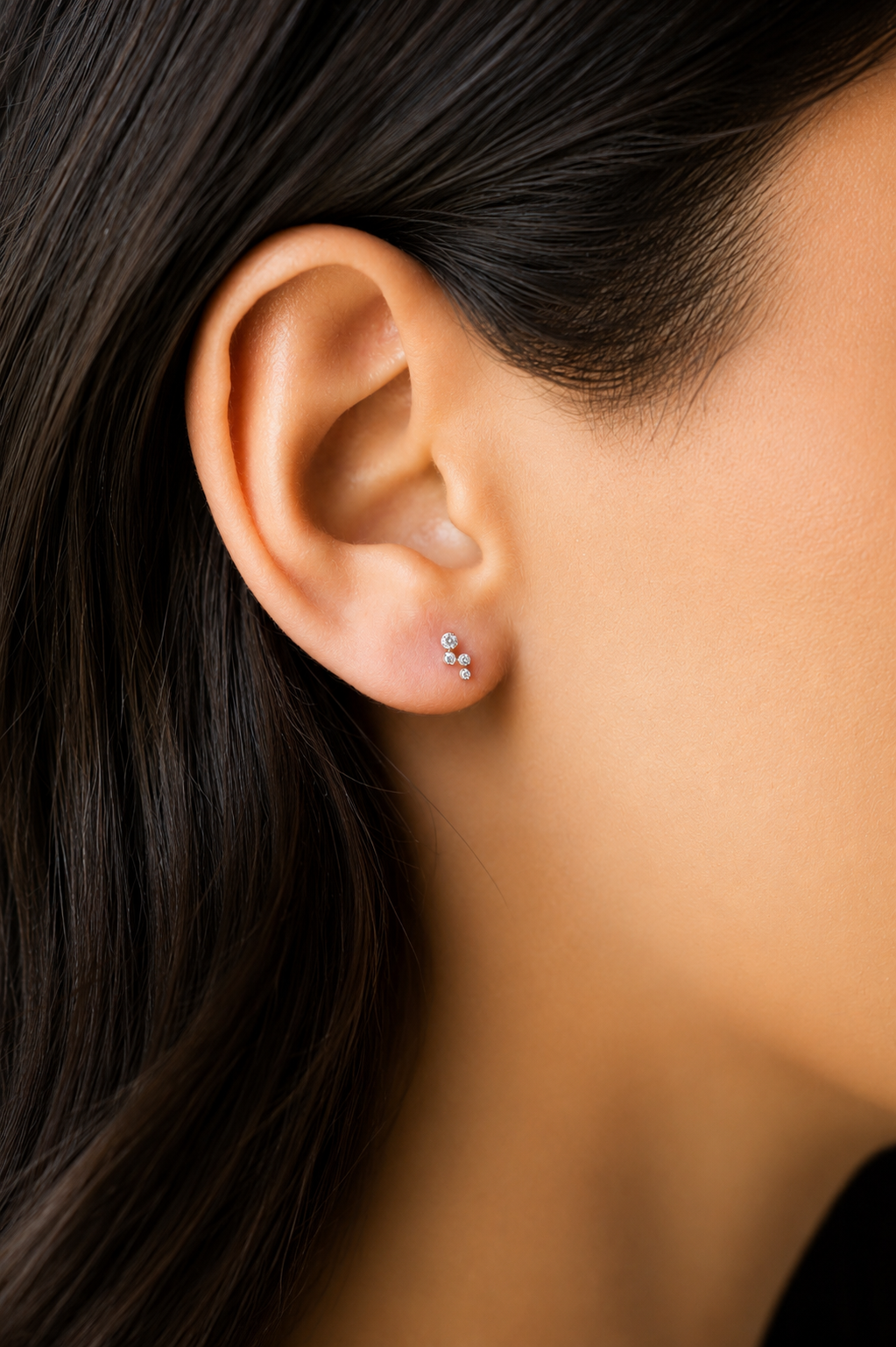 14K Natural Diamond Wave Back Stud