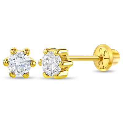 14KY 6-Prong CZ Solitaire Studs