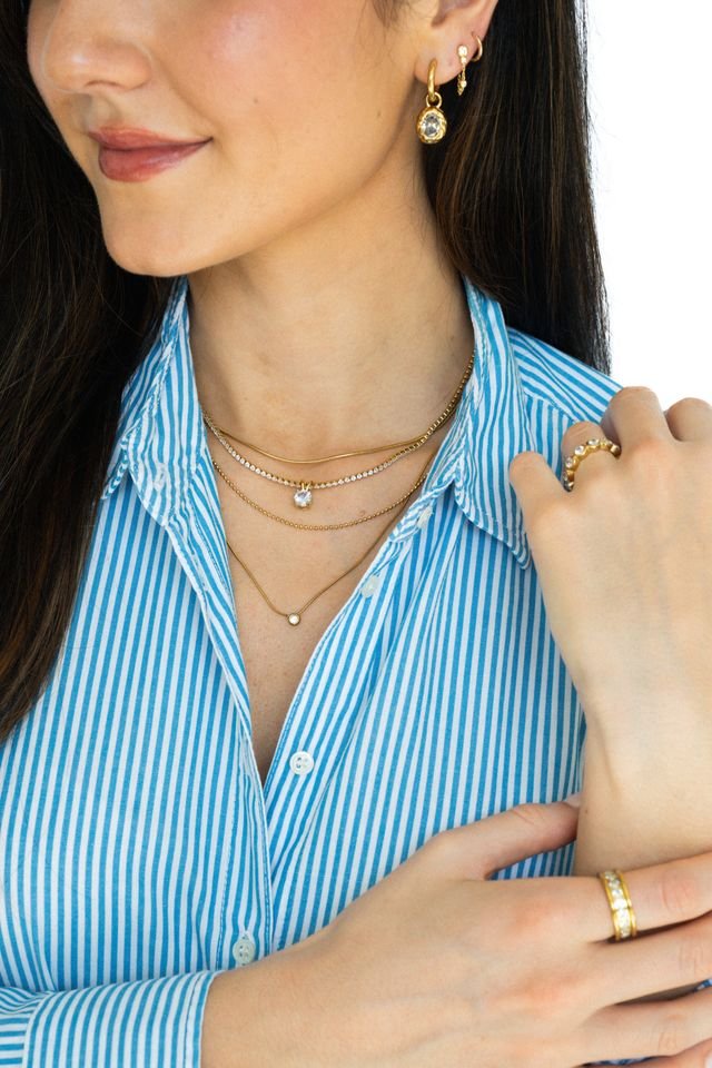 Hammered Bezel CZ Drop Huggies