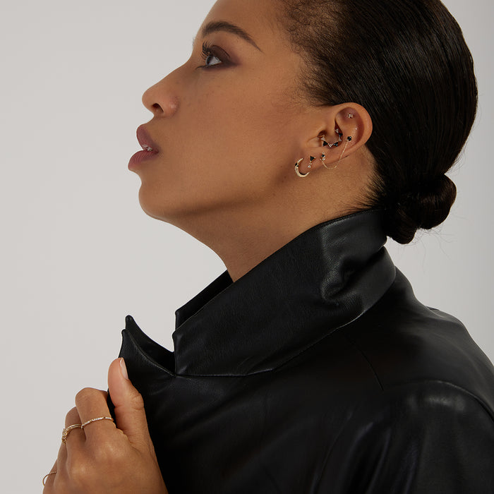 Jett | Black Spinel and White Sapphire Drop Stud