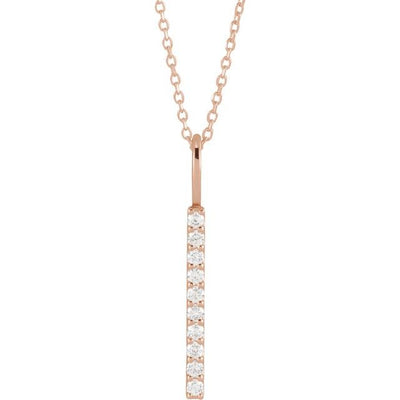 14KY 1/6 CTW Natural Diamond Vertical Bar Necklace