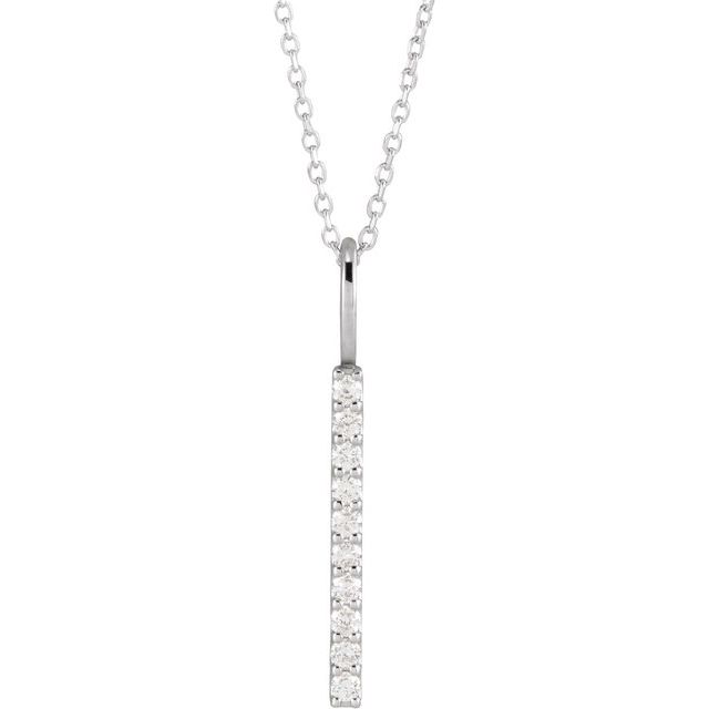 14KY 1/6 CTW Natural Diamond Vertical Bar Necklace