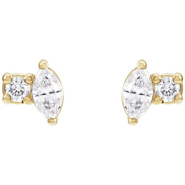 14K .08 CTW Natural Diamond Marquise Stud