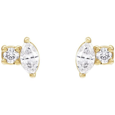 14K .08 CTW Natural Diamond Marquise Stud