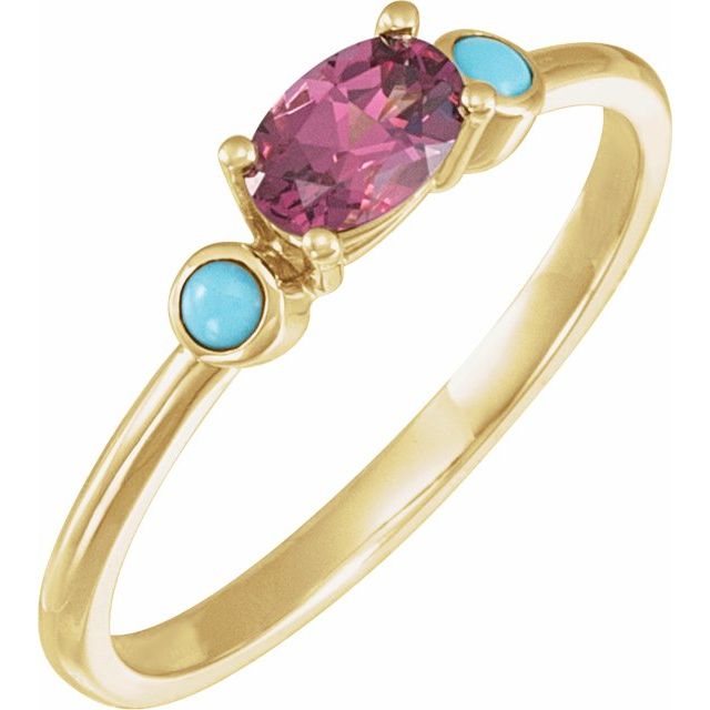 14K Gemstone Oval Accented Ring