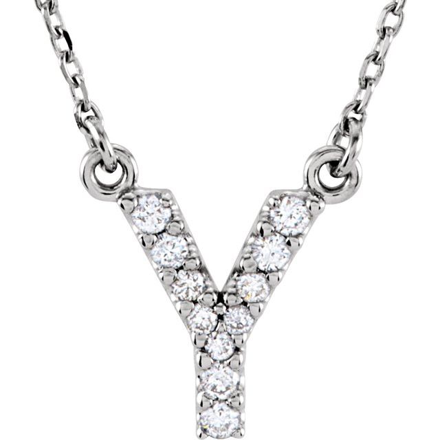 14K Natural Diamond Initial Necklace