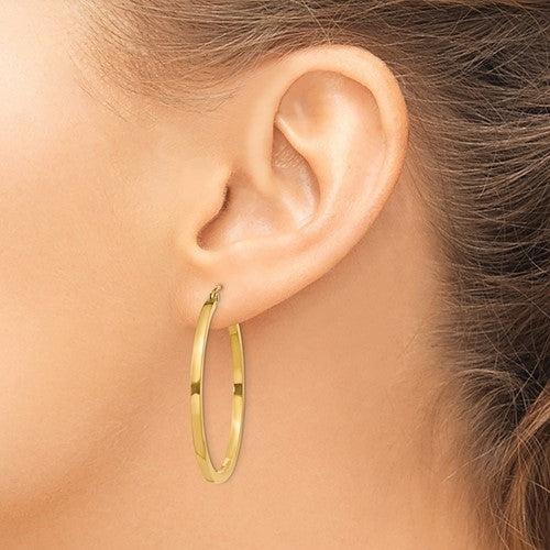 14K 2mm Square Tube Hoops