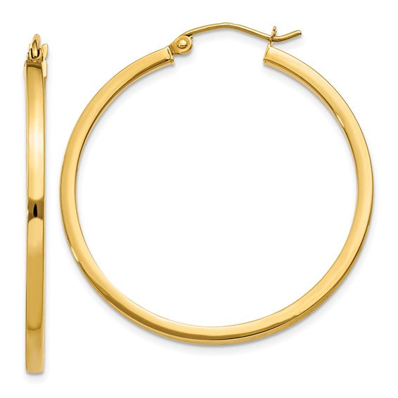 14K 2mm Square Tube Hoops