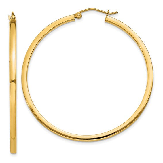 14K 2mm Square Tube Hoops