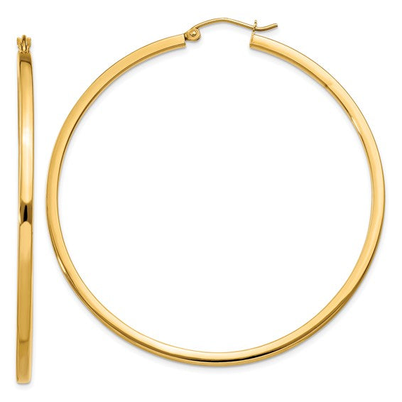 14K 2mm Square Tube Hoops