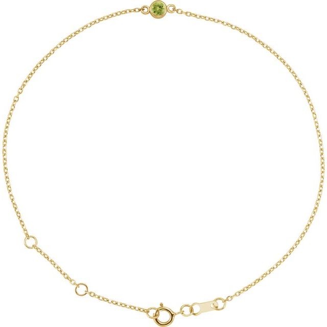 14K Bezel Gemstone Solitaire Bracelet