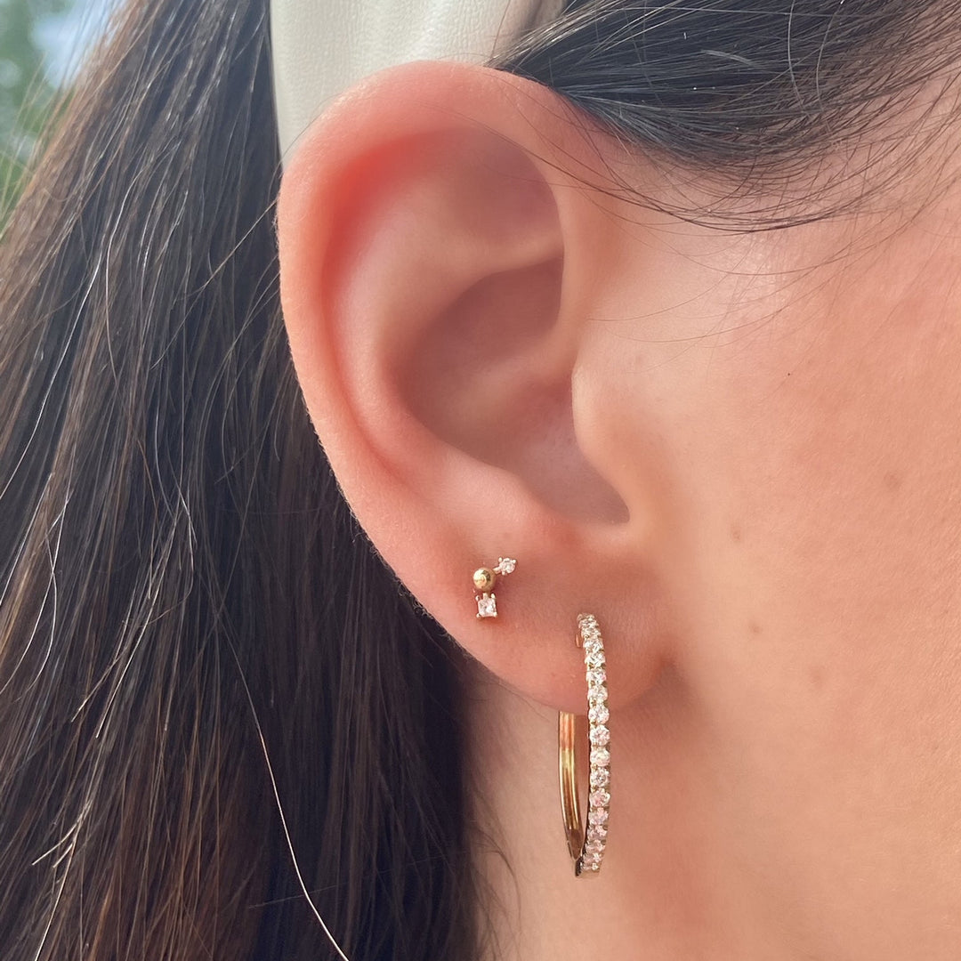 14K Diamond Bead Stud