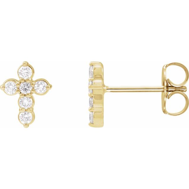14K Diamond Cross Stud