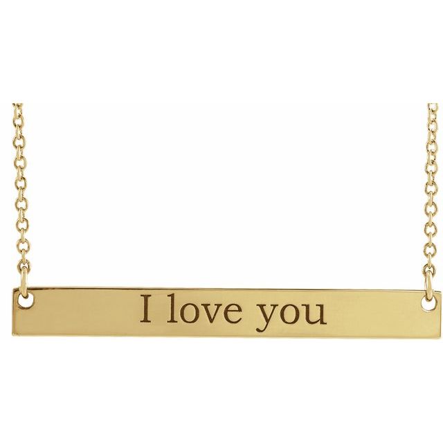 14K Engravable Bar Necklace