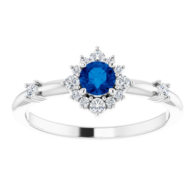 14K Round Gemstone &amp; 1/6 CTW Natural Diamond Halo-Style Ring