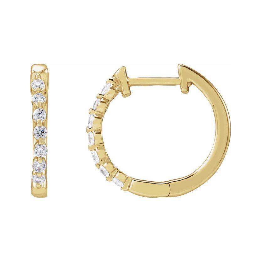 14K Shared Prong Lab Grown Diamond Hoops