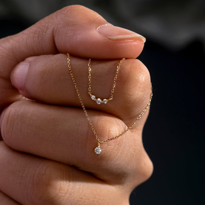 14K Triple Diamond Necklace