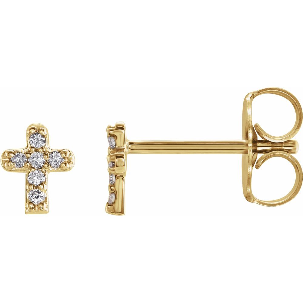 14K .06 CTW Natural Diamond Cross Studs