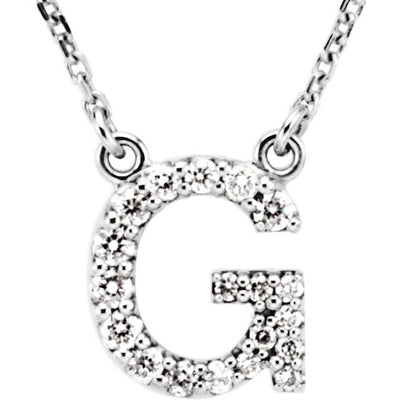 14K Natural Diamond Initial Necklace