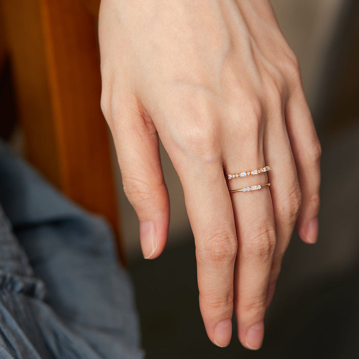 Selena | Baguette And Round White Sapphire Ring