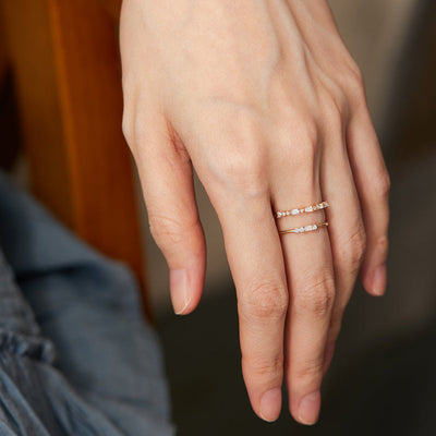 Selena | Baguette And Round White Sapphire Ring