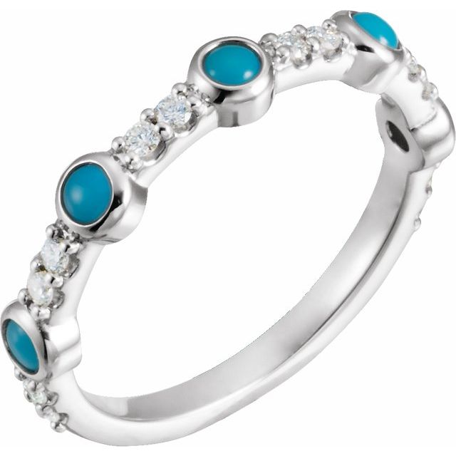 14K Cabochon Turquoise & 1/5 CTW Natural Diamond Ring