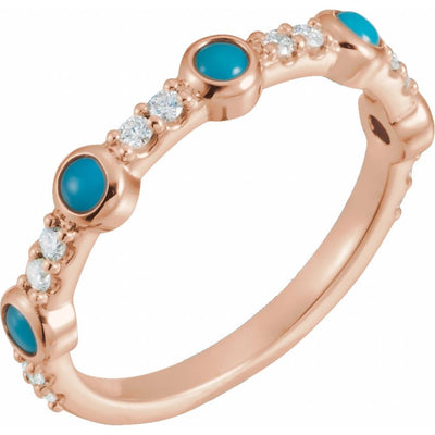 14K Cabochon Turquoise & 1/5 CTW Natural Diamond Ring