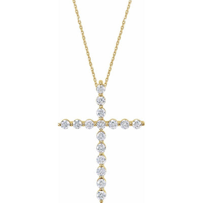 14K Modern Diamond Cross Necklace