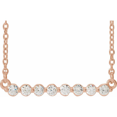14K Single Shared Prong Diamond Bar Necklace