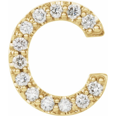 14K Natural Diamond Initial Stud