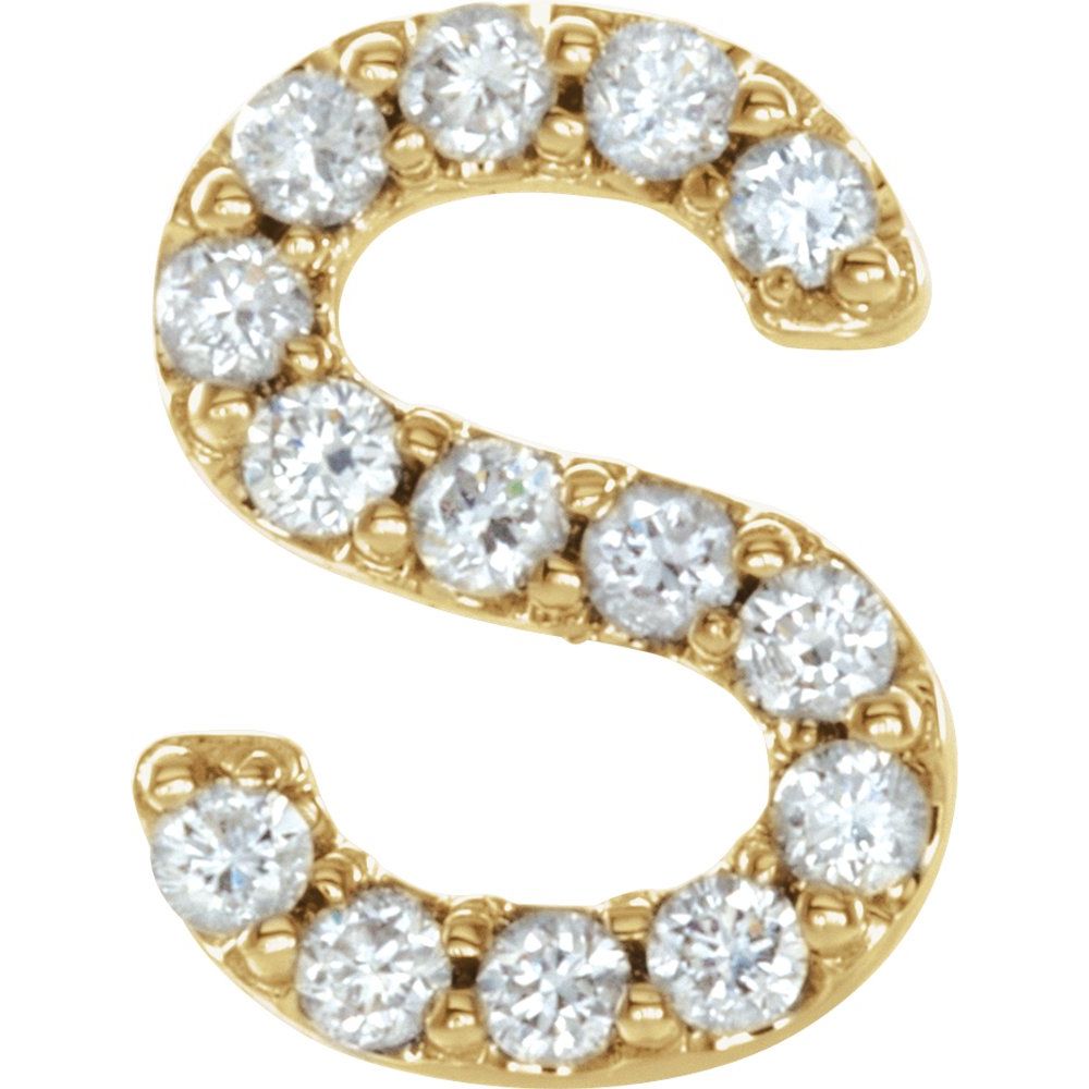14K Natural Diamond Initial Stud