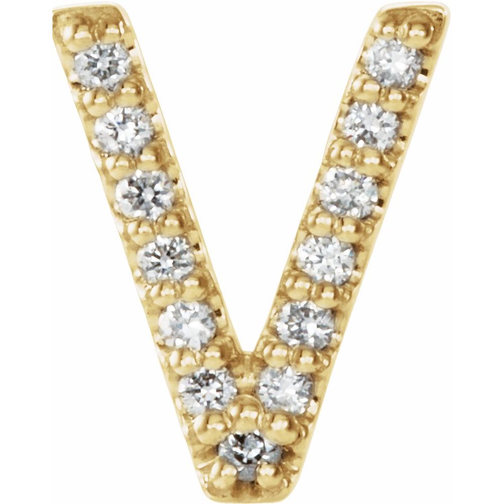 14K Natural Diamond Initial Stud