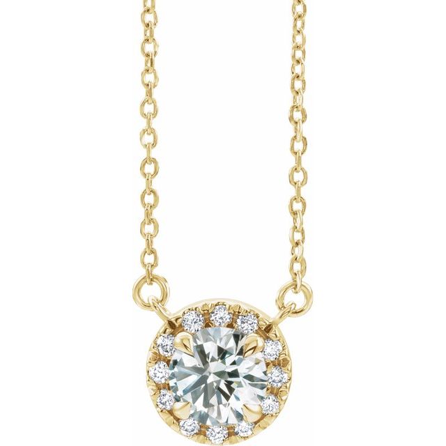 14K Gemstone & .05 CTW Natural Diamond Necklace
