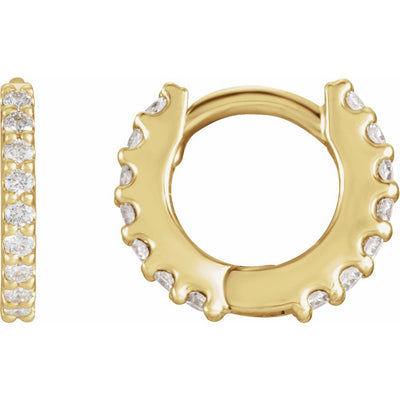 14K Natural Diamond Huggies