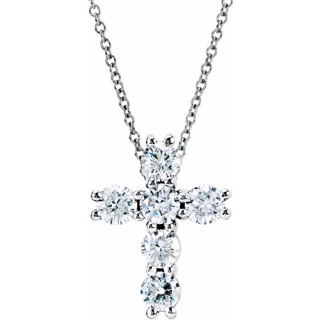 14K Natural Diamond Cross Necklace