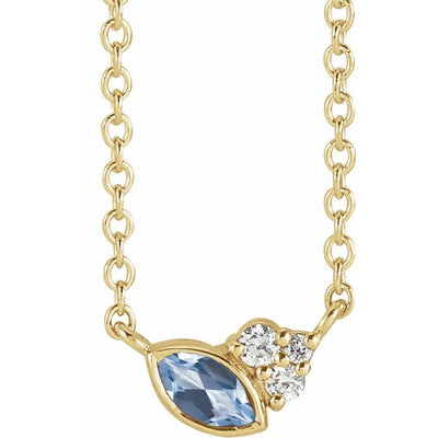 14K Marquise Gemstone & .03 CTW Natural Diamond Necklace