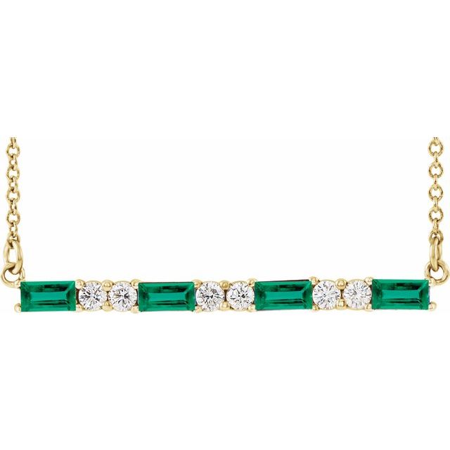 14K Gemstone And 1/5 CTW Natural Diamond Bar Necklace