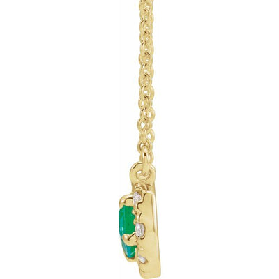 14KY Emerald-Cut Gemstone & 1/8 CTW Natural Diamond Necklace
