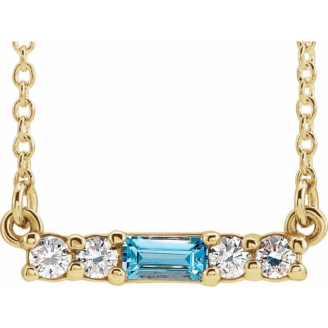 14K Gemstone & 1/5 CTW Natural Diamond Bar Necklace