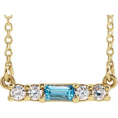 14K Gemstone & 1/5 CTW Natural Diamond Bar Necklace