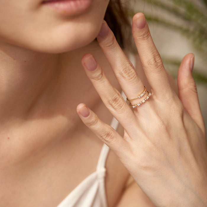Selena Baguette & Round White Sapphire Ring