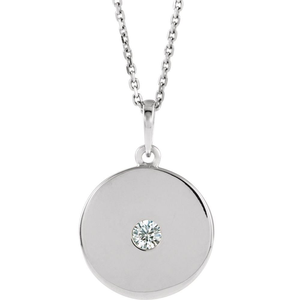 14K 1/10 CTW NAT Diamond Disc Necklace