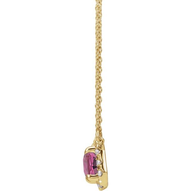 14KY Emerald-Cut Gemstone & 1/8 CTW Natural Diamond Necklace