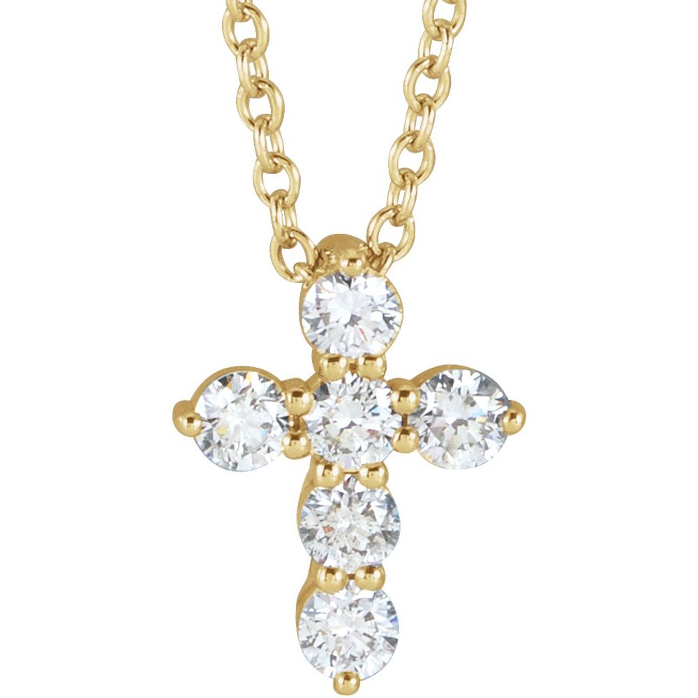 14K Natural Diamond Cross Necklace